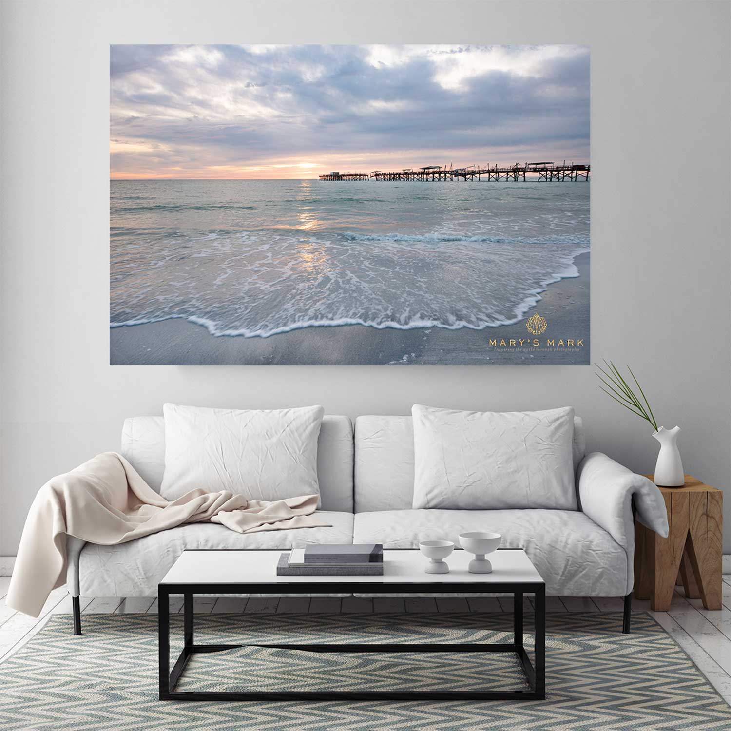 ocean landscape photography in living room