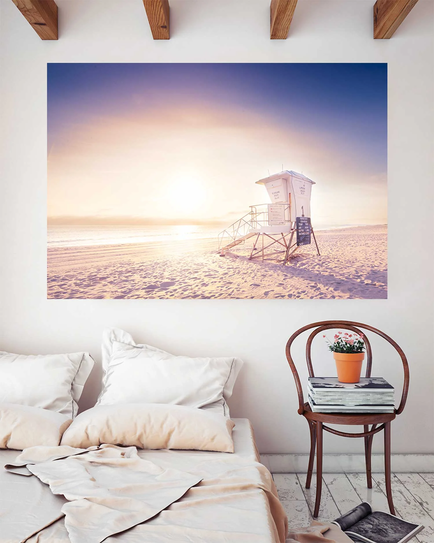 lifeguard stand print in bedroom