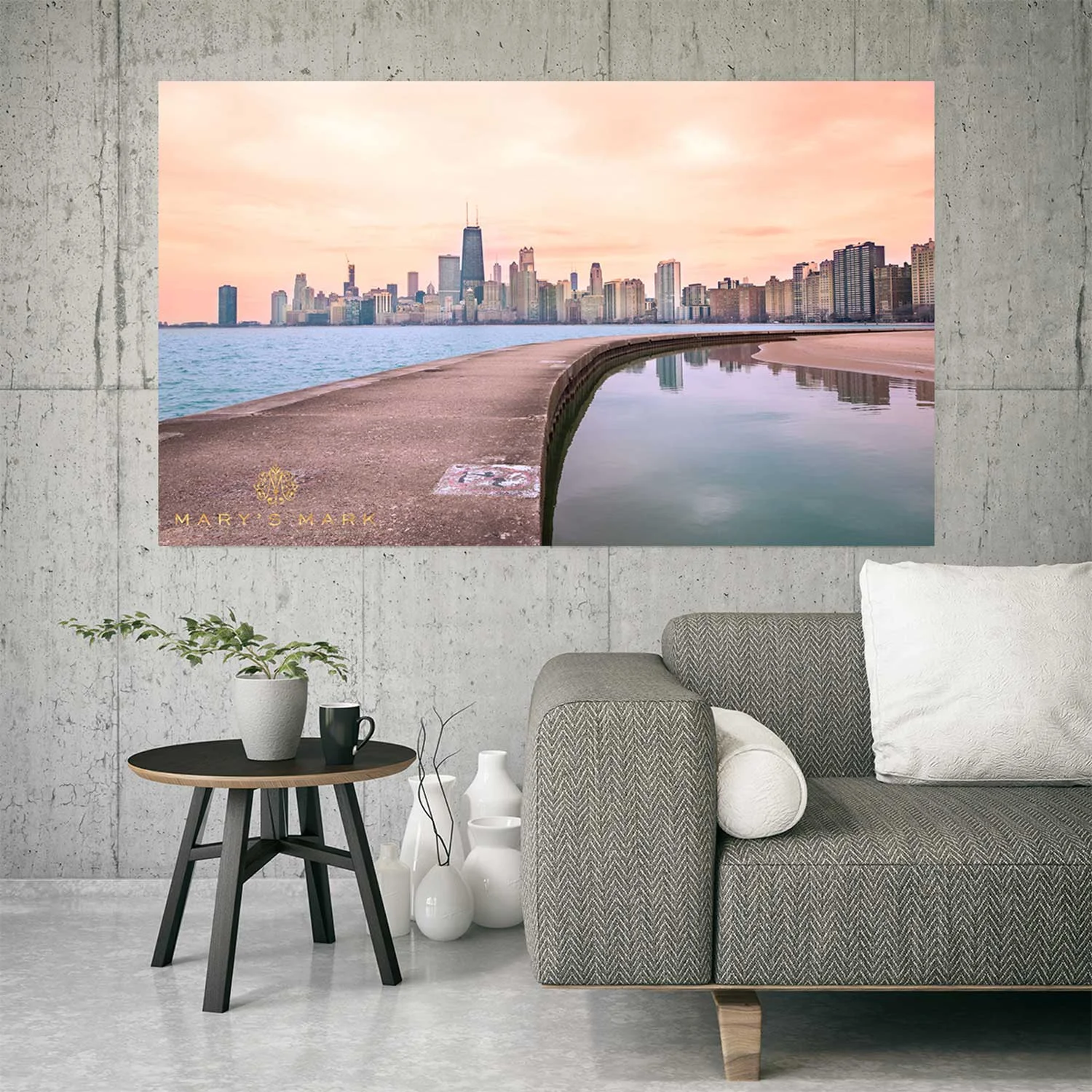 chicago skyline fine art in living room
