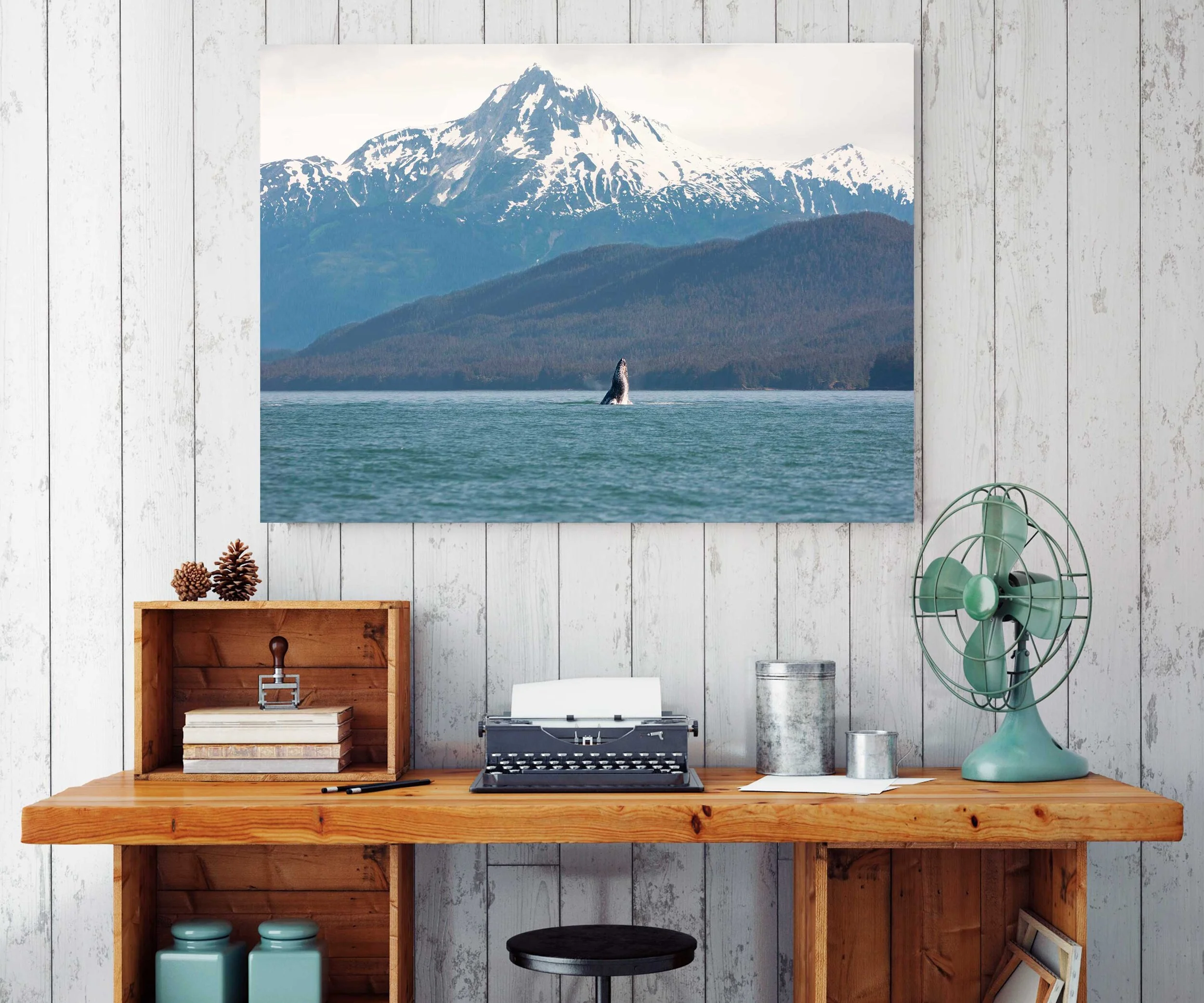desk artwork humpback whale in alaska