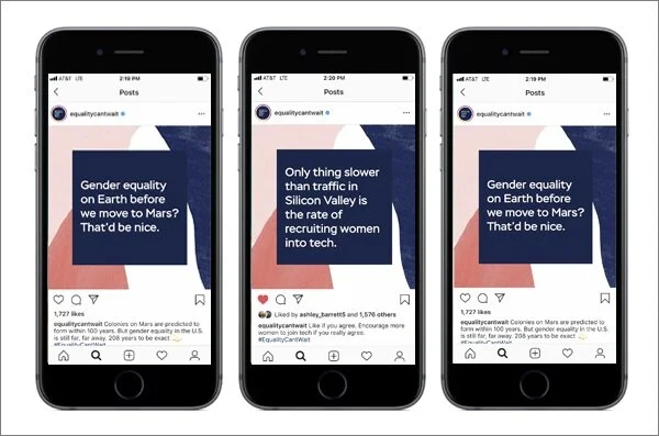   #EqualityCantWait  social uses humor to spark conversation around why 208 years is no joke. 