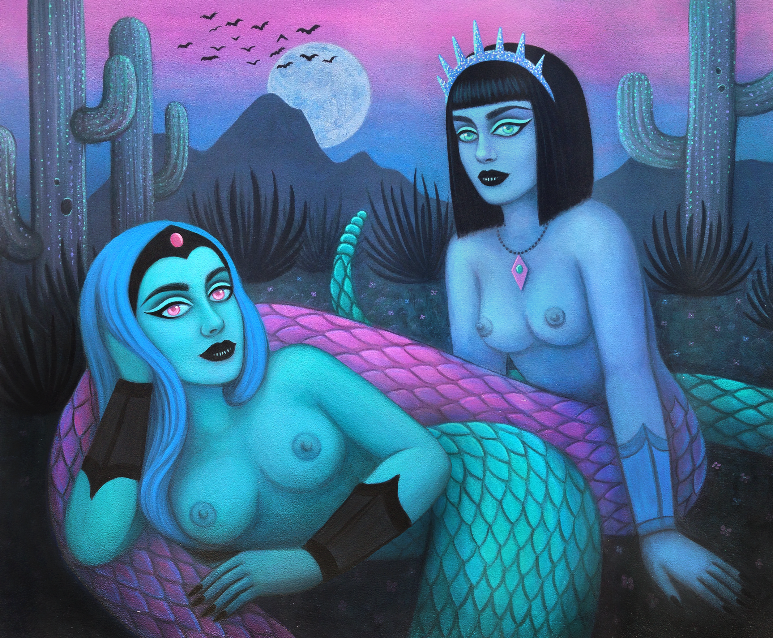 "Halfsleepers" acrylic on wood by Yelley 2016