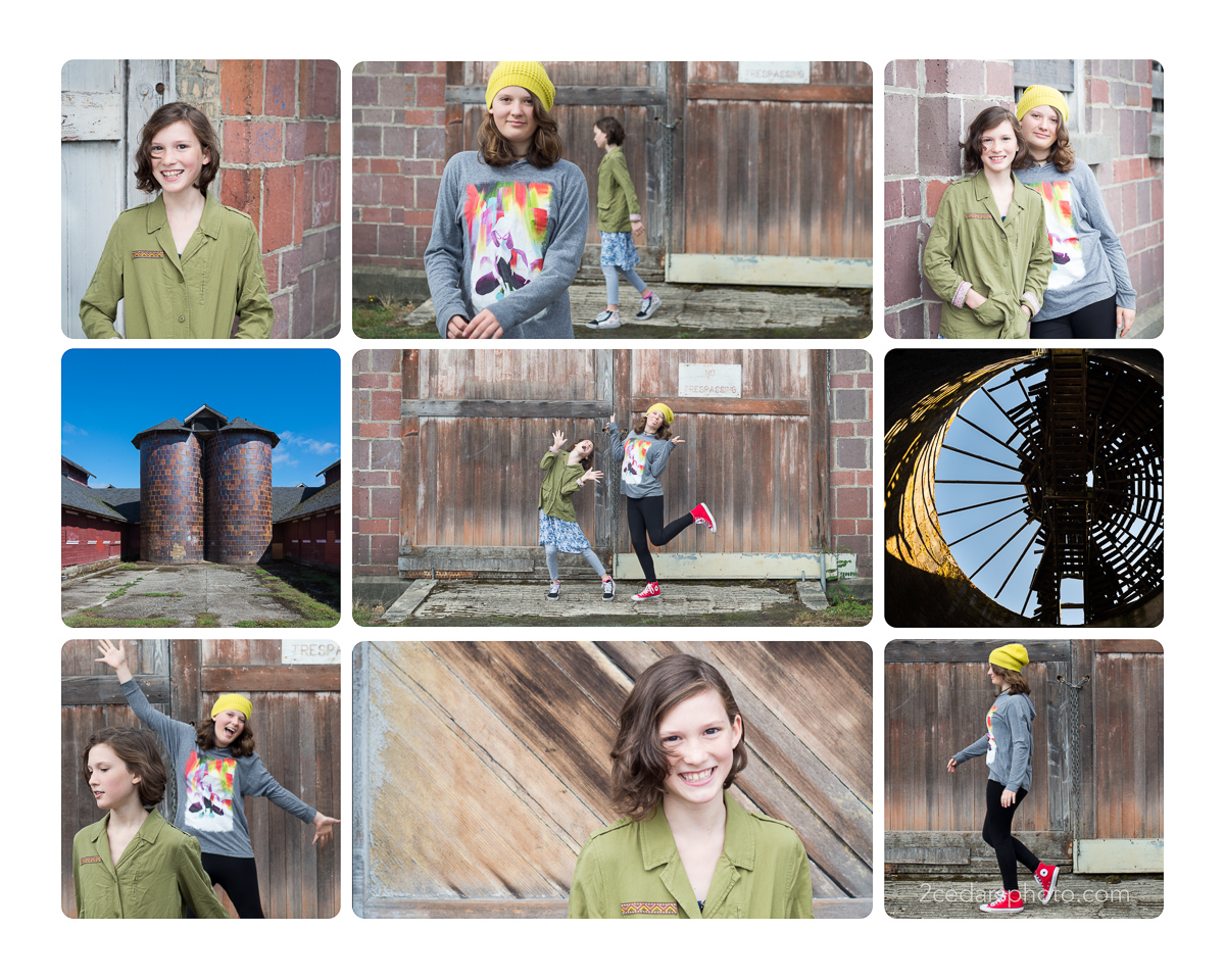 Family portrait collage of sisters at Fort Steilacoom near Tacoma