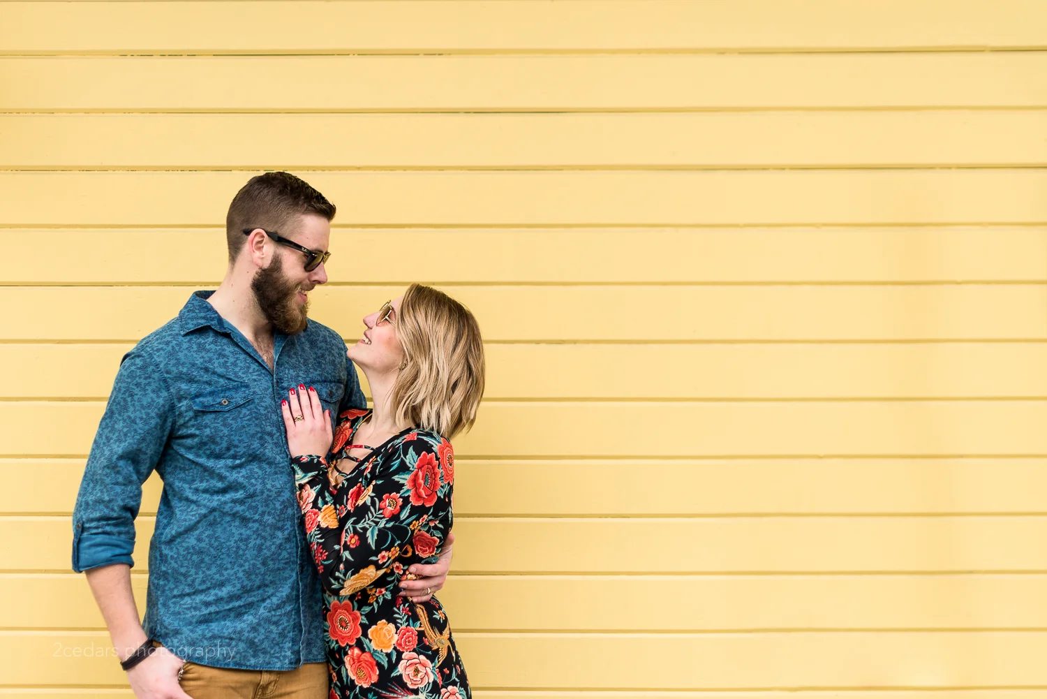 Seattle waterfront engaged couple