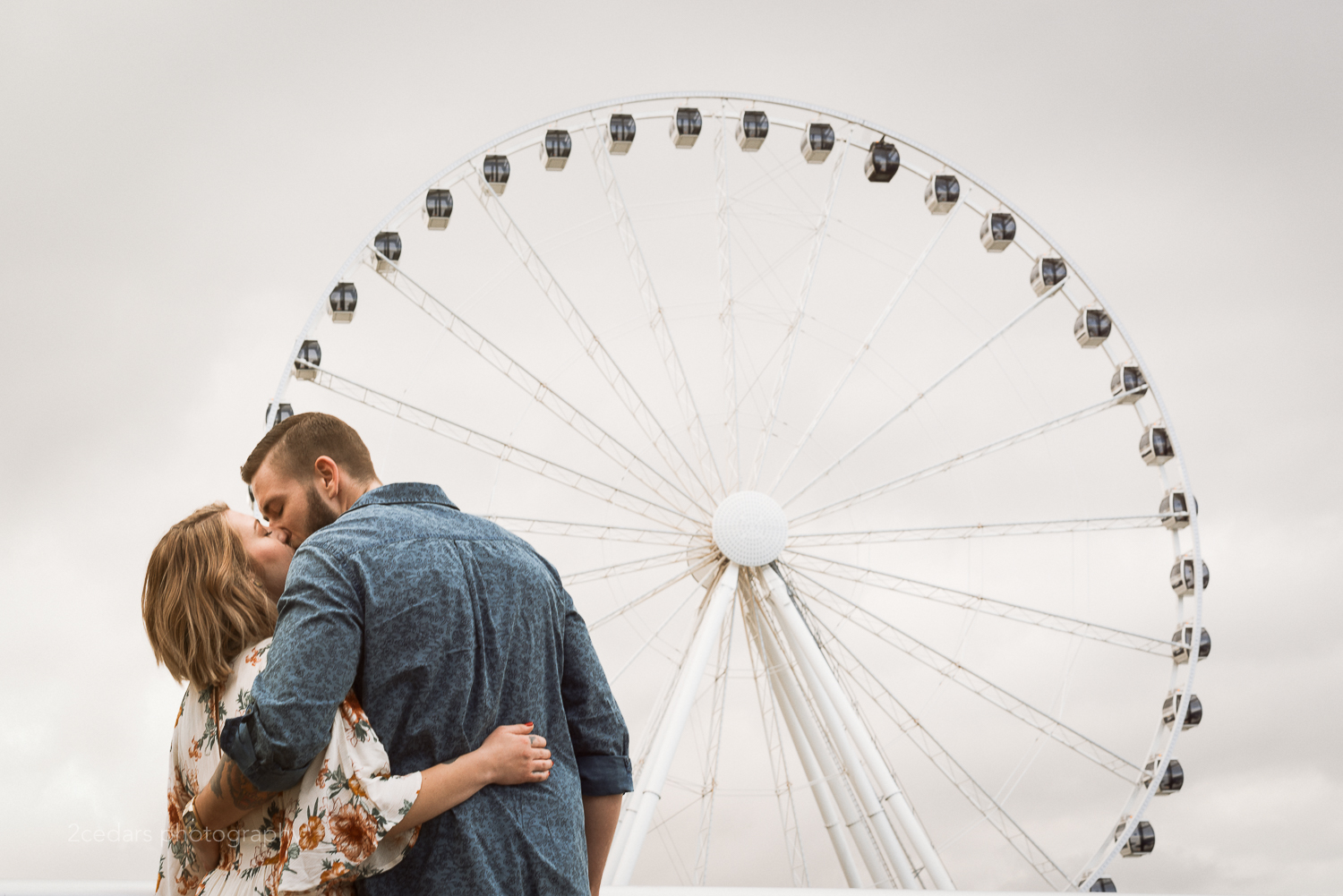 Copy of Seattle ferris wheel engaged couple