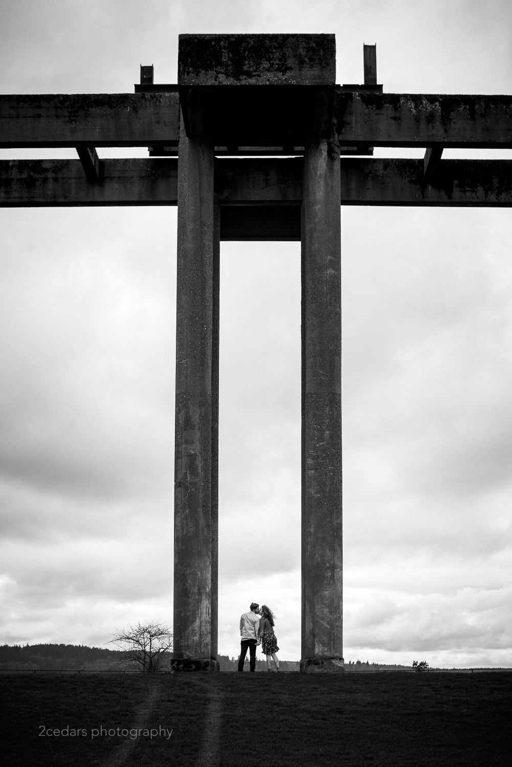 Chambers Bay Park Structure Engaged Couple Photo