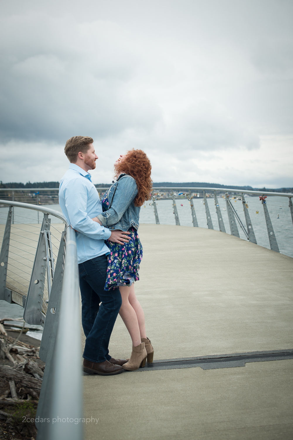 Chambers Bay Bridge Engagement Photo