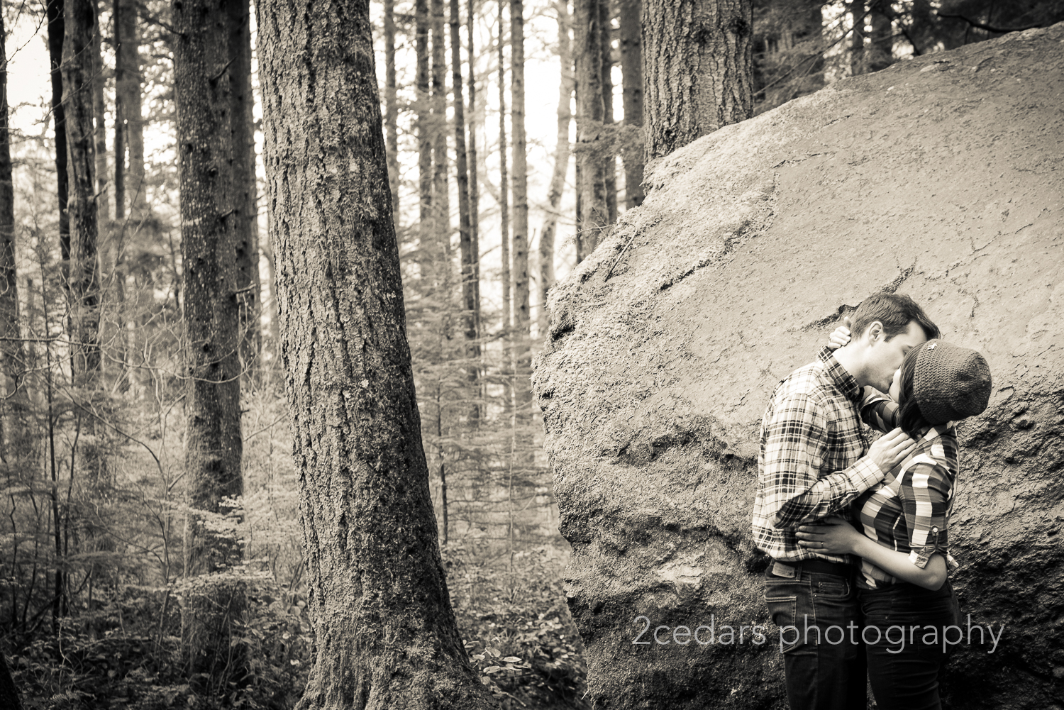 Forest Couple Kissing