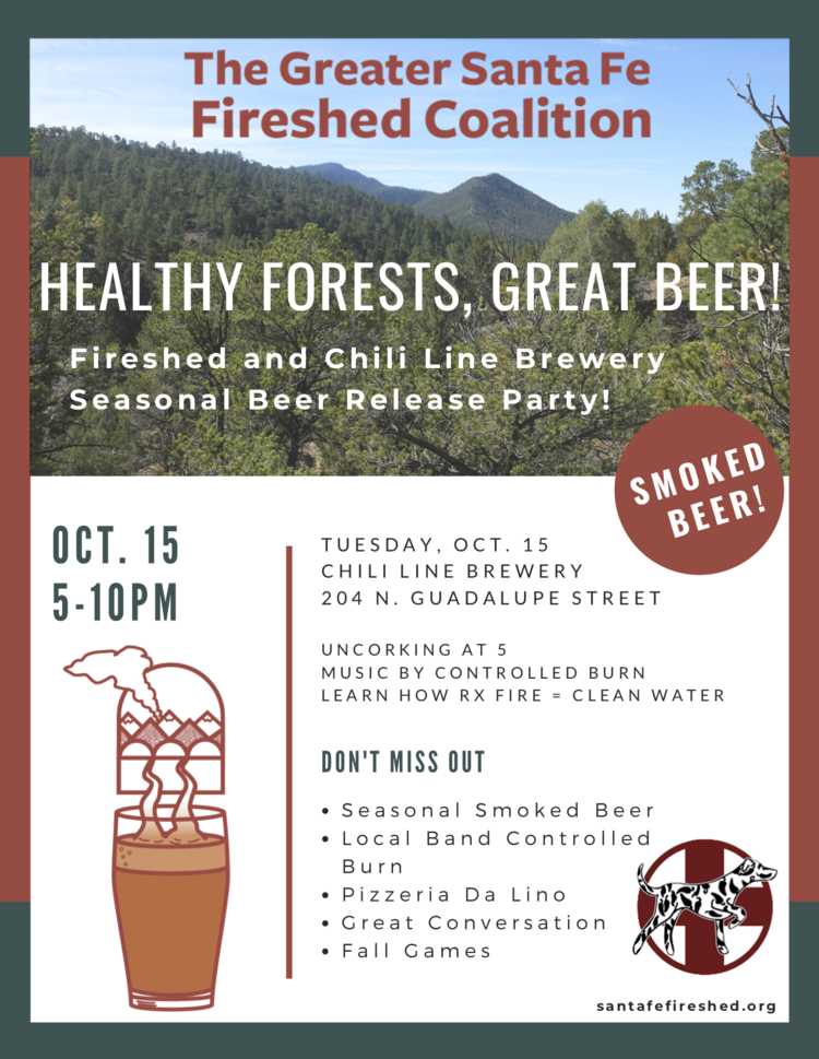 Flyer from the greater santa fe fireshed coalition advertising a seasonal beer release party