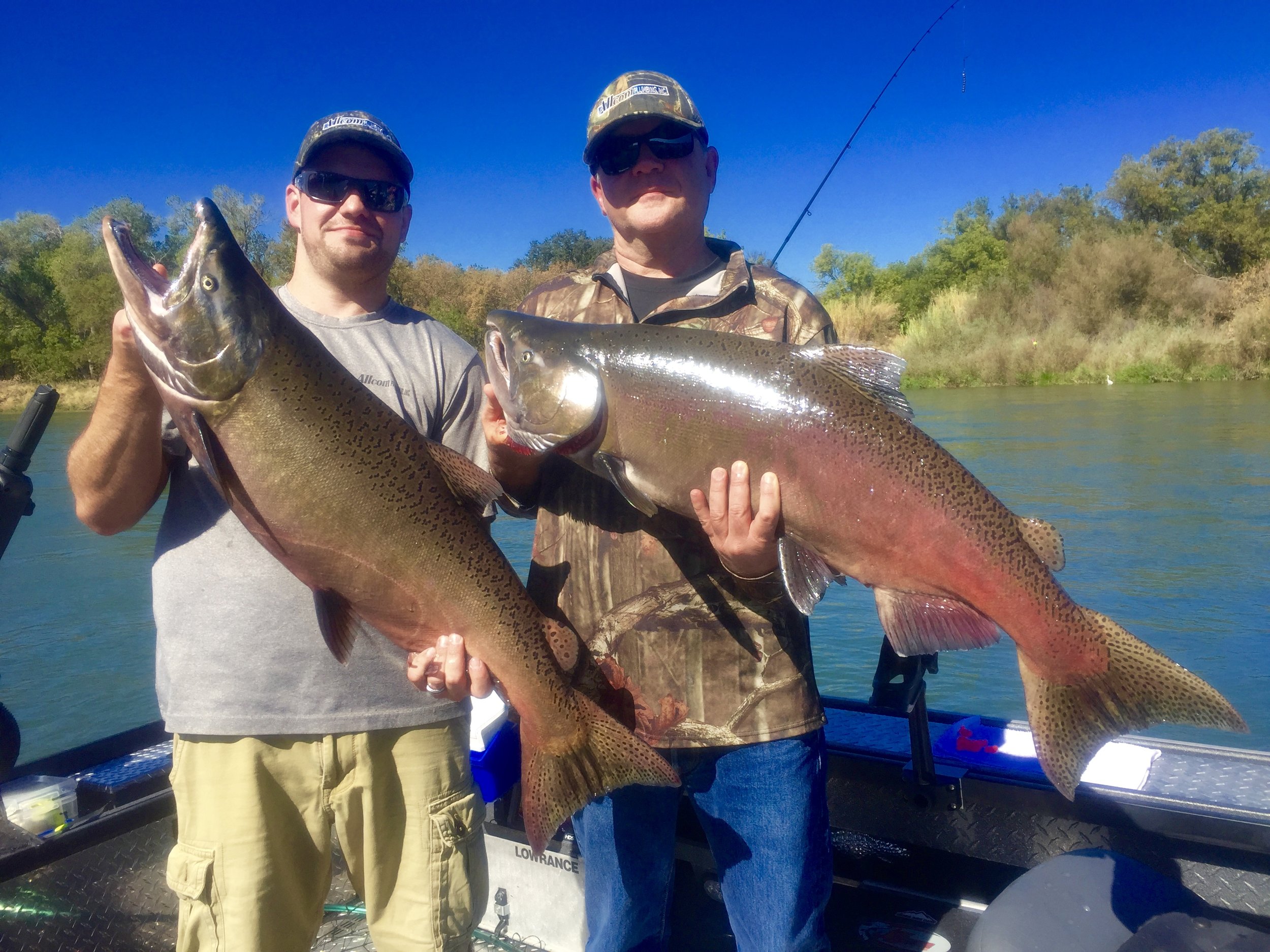 Sacramento River King salmon double hook up!