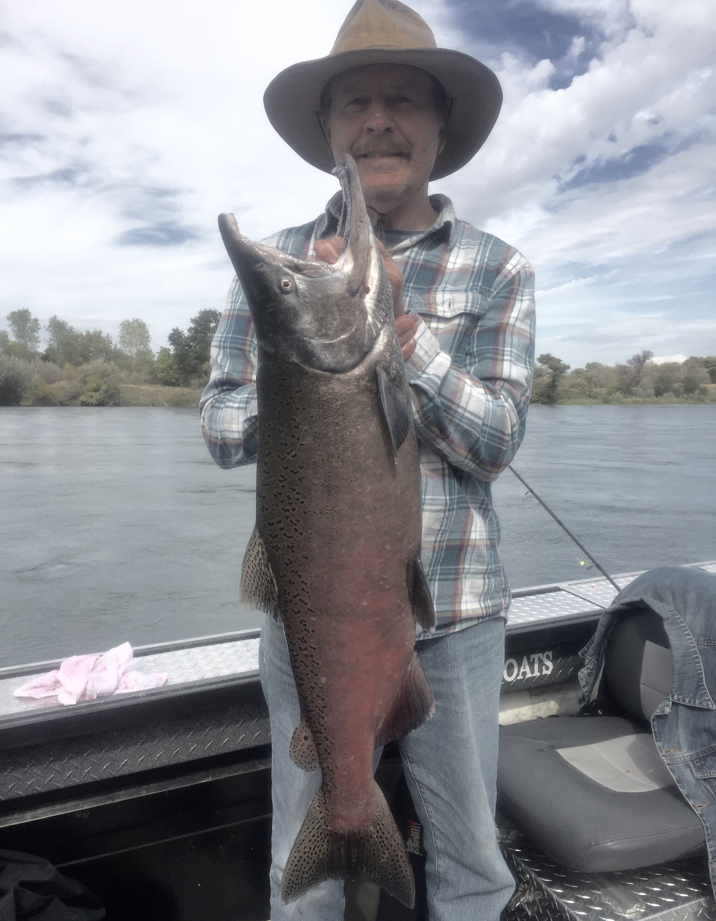 Larry Lange of Bayside, Ca. holding his catch of the day on the Sacramento River!