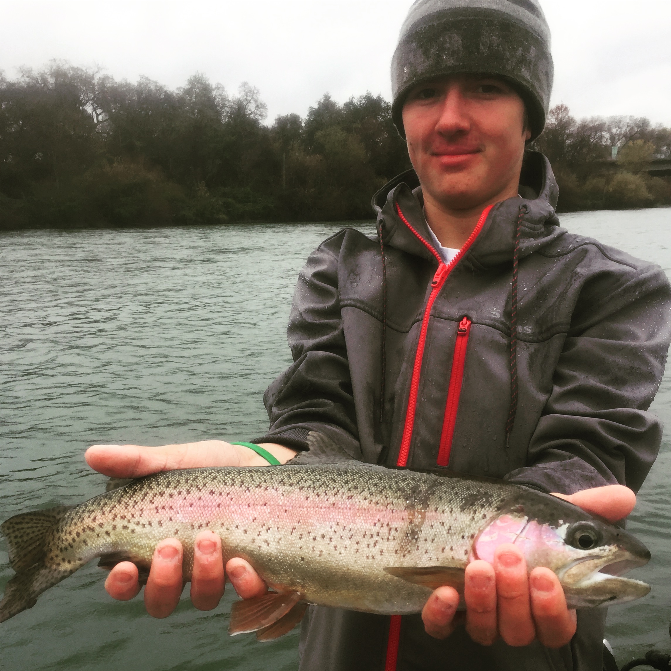 Clay Galassi of Santa Cruz, Ca. with a Sac River steelhead he caught on a 3.5 Mag Lip plug.