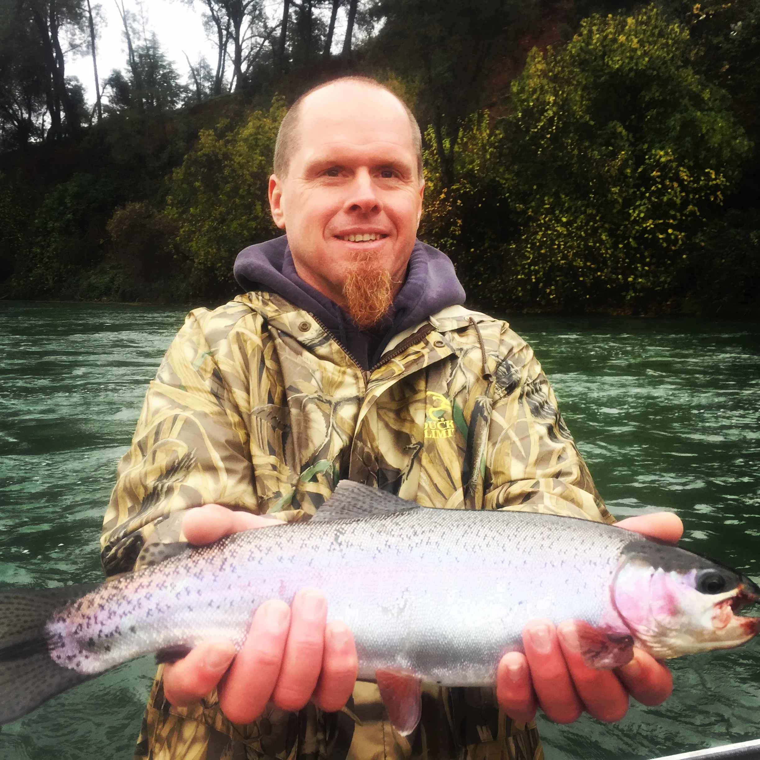 Brain Hales with a Sacramento River steelhead.