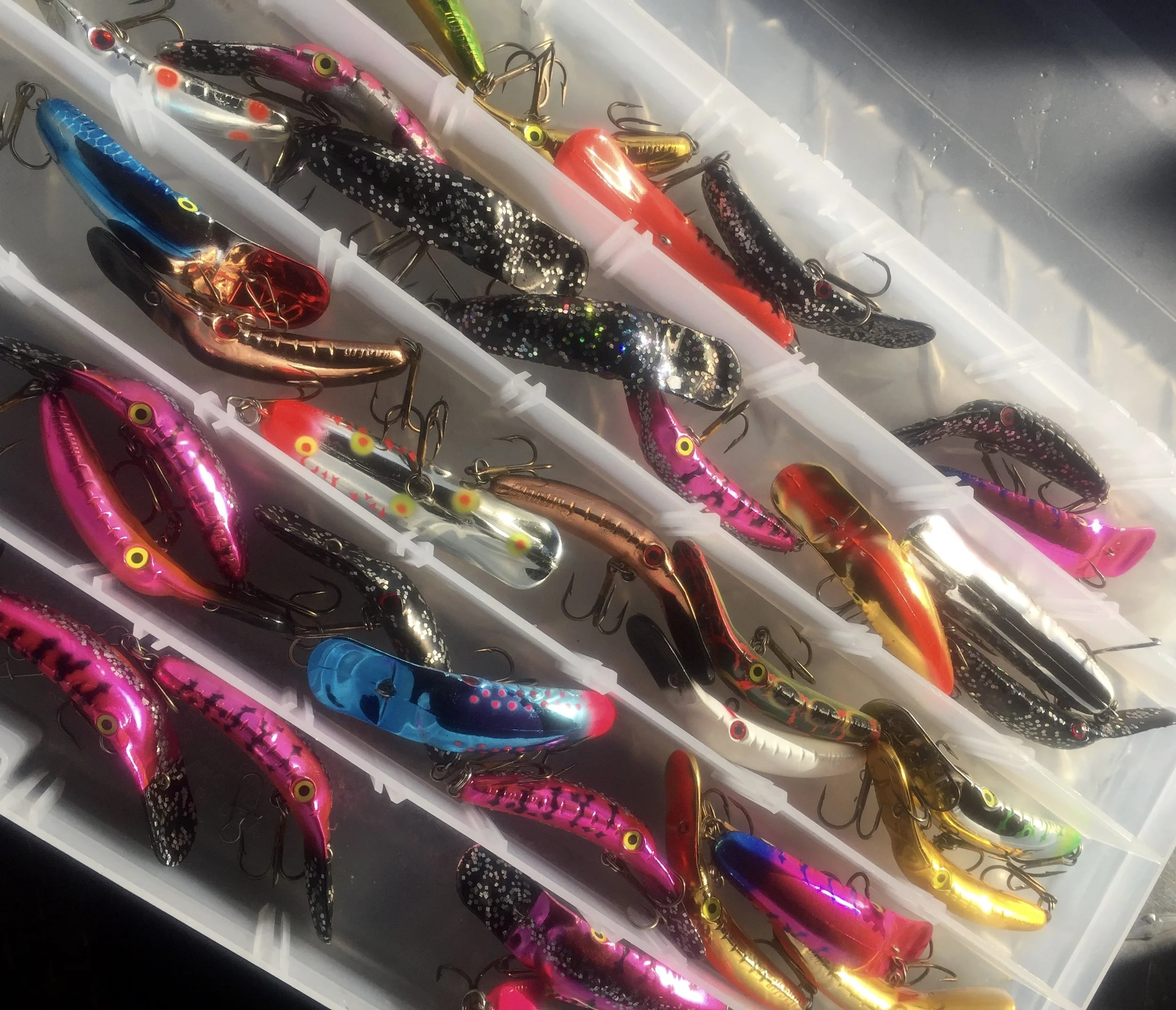 A large assortment of plugs can be helpful when fishing for steelhead.