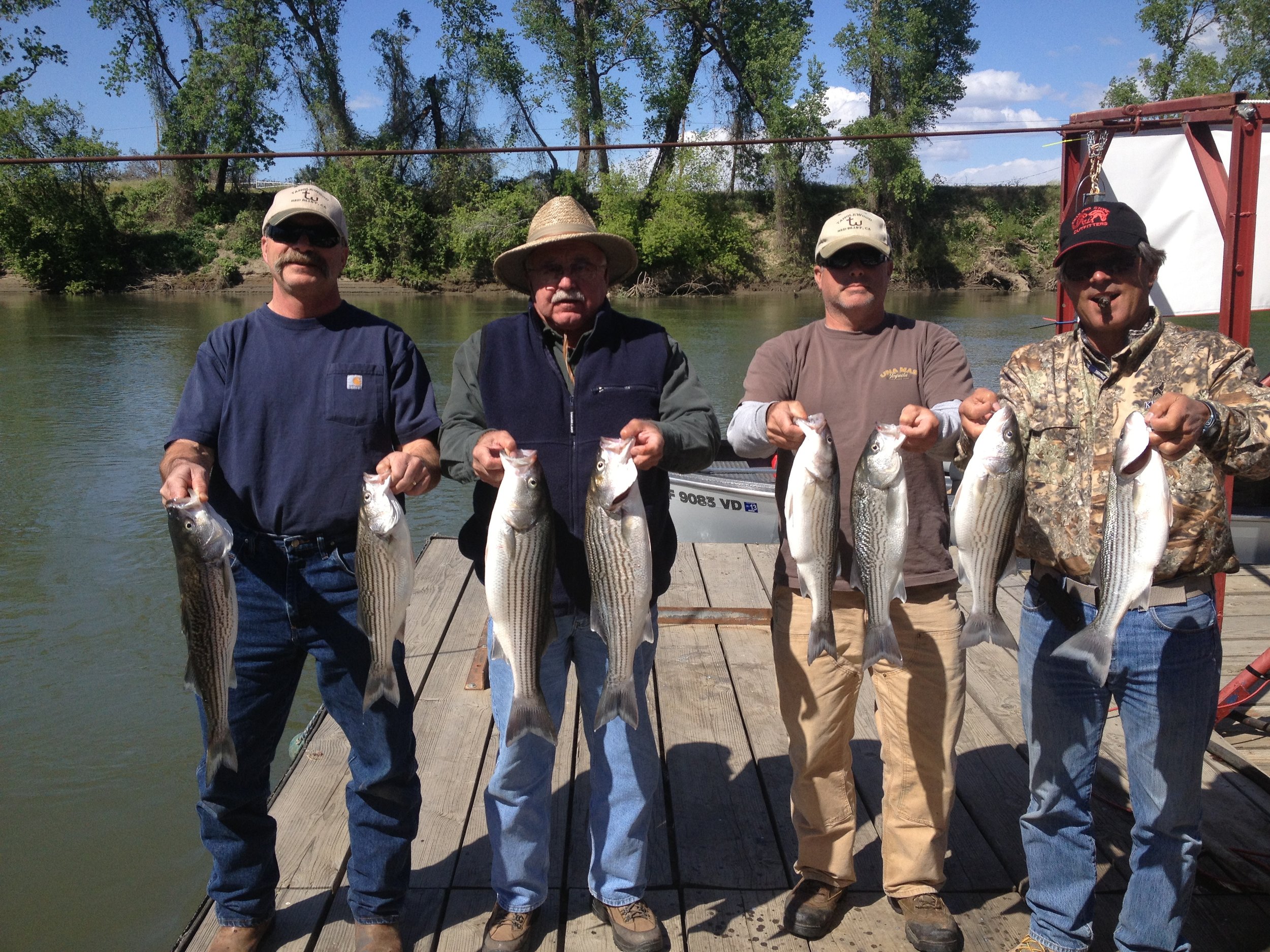 Striped bass fishing on the Sacramento River at Grimes, Ca. What a great way to spend the day!