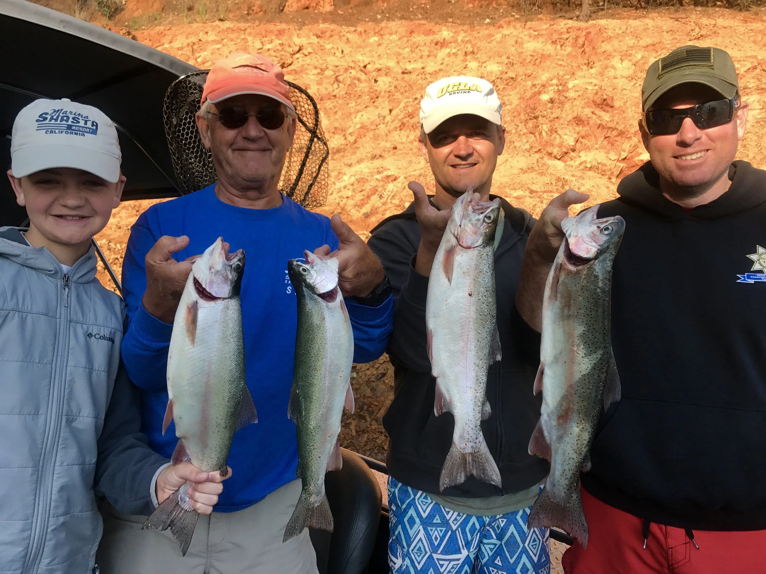 Fishing for Shasta Lake rainbow trout.