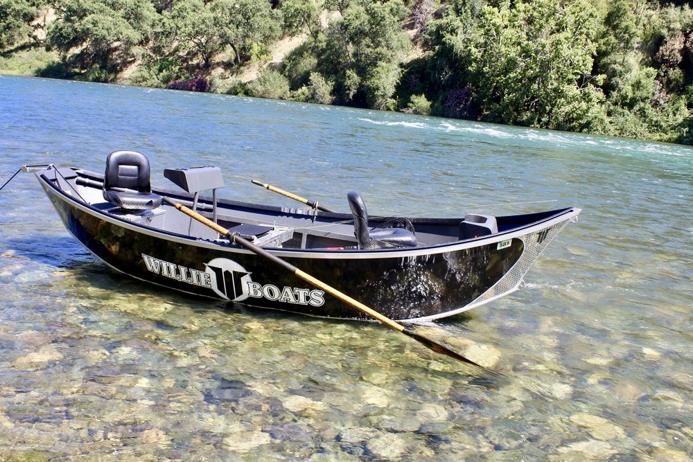 Justin’s 17’ Willie drift boat serves as his fly fishing platform when fishing the Sacramento and Trinity river for steelhead and trout. Justin can accommodate a group of two anglers for his fly and drift fishing trips.