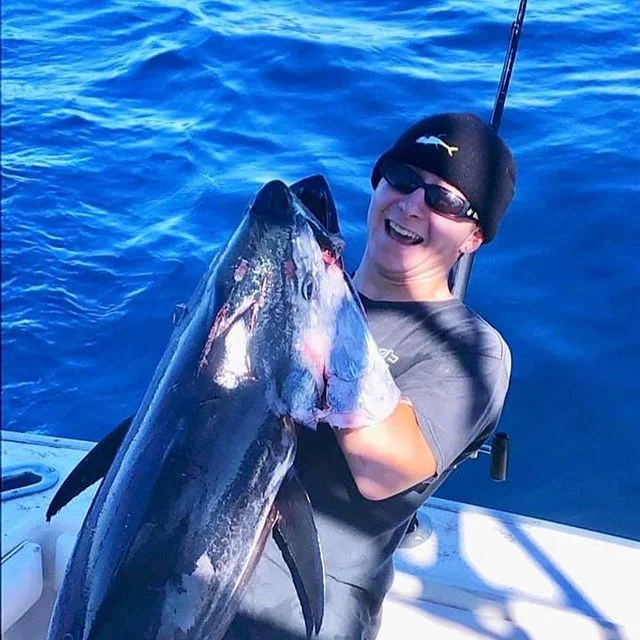 Pure joy. The kid fought for 2 hrs and 15 mins in the santa ana heat to land this 80 lb bluefin on 30 lb line. The whole crew helped. Stan spotted the paddy from the tower, and Erik Wahlrab ran deck and everyone coached Chance through it led by Jon a