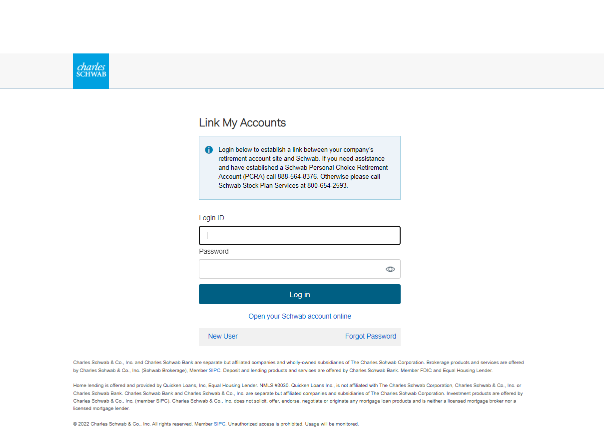 Step 2: Login with your Schwab ID and Password