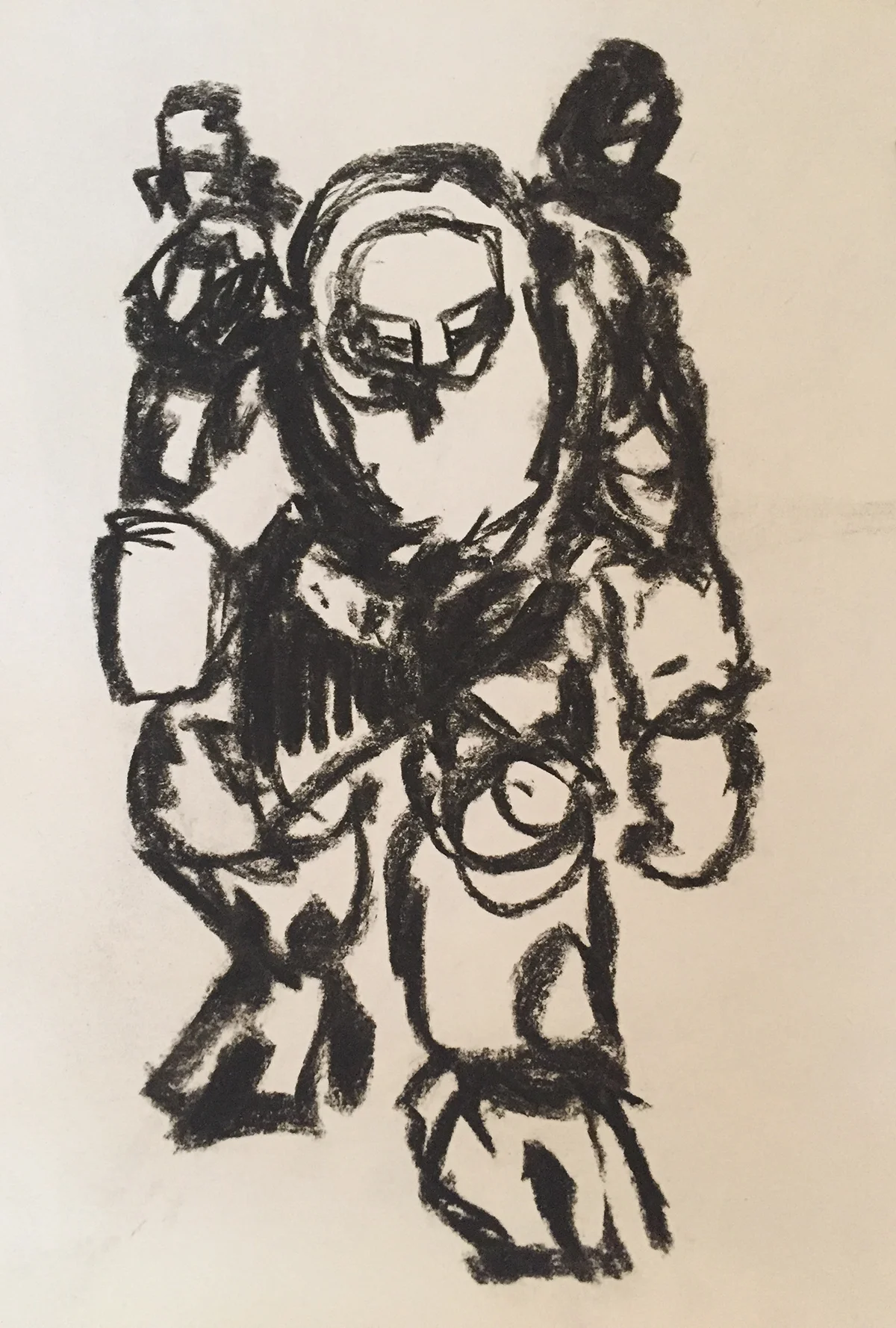 Golem, charcoal on paper