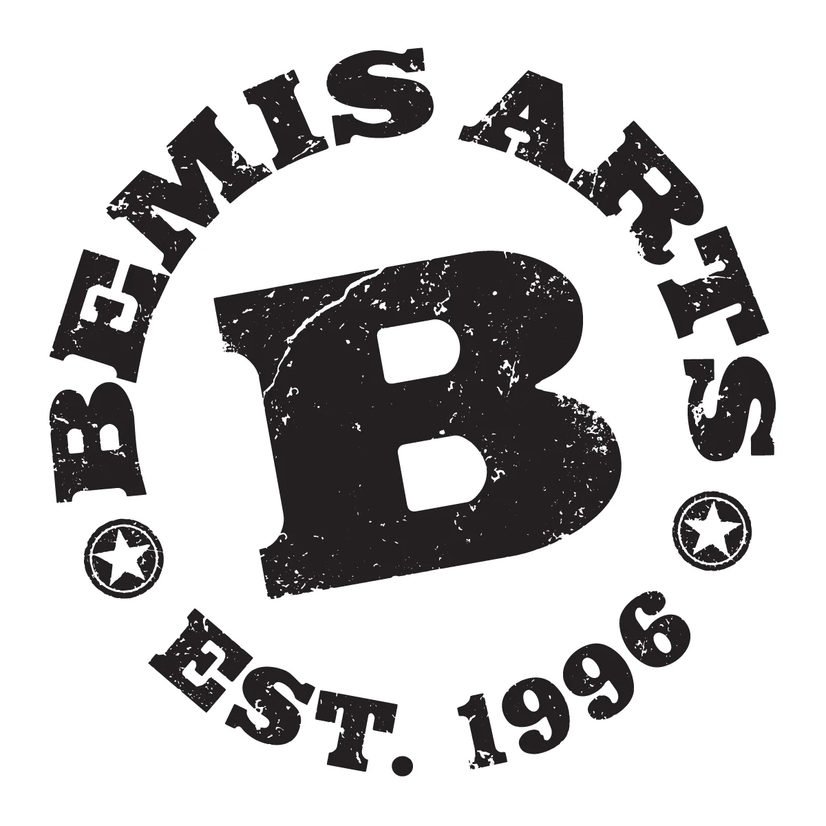 Logo for the Bemis Arts community. It's based on an imprint that appeared on the bags manufactured by the Bemis Brothers Company whose factory was housed in the building before it was converted into artist lofts.