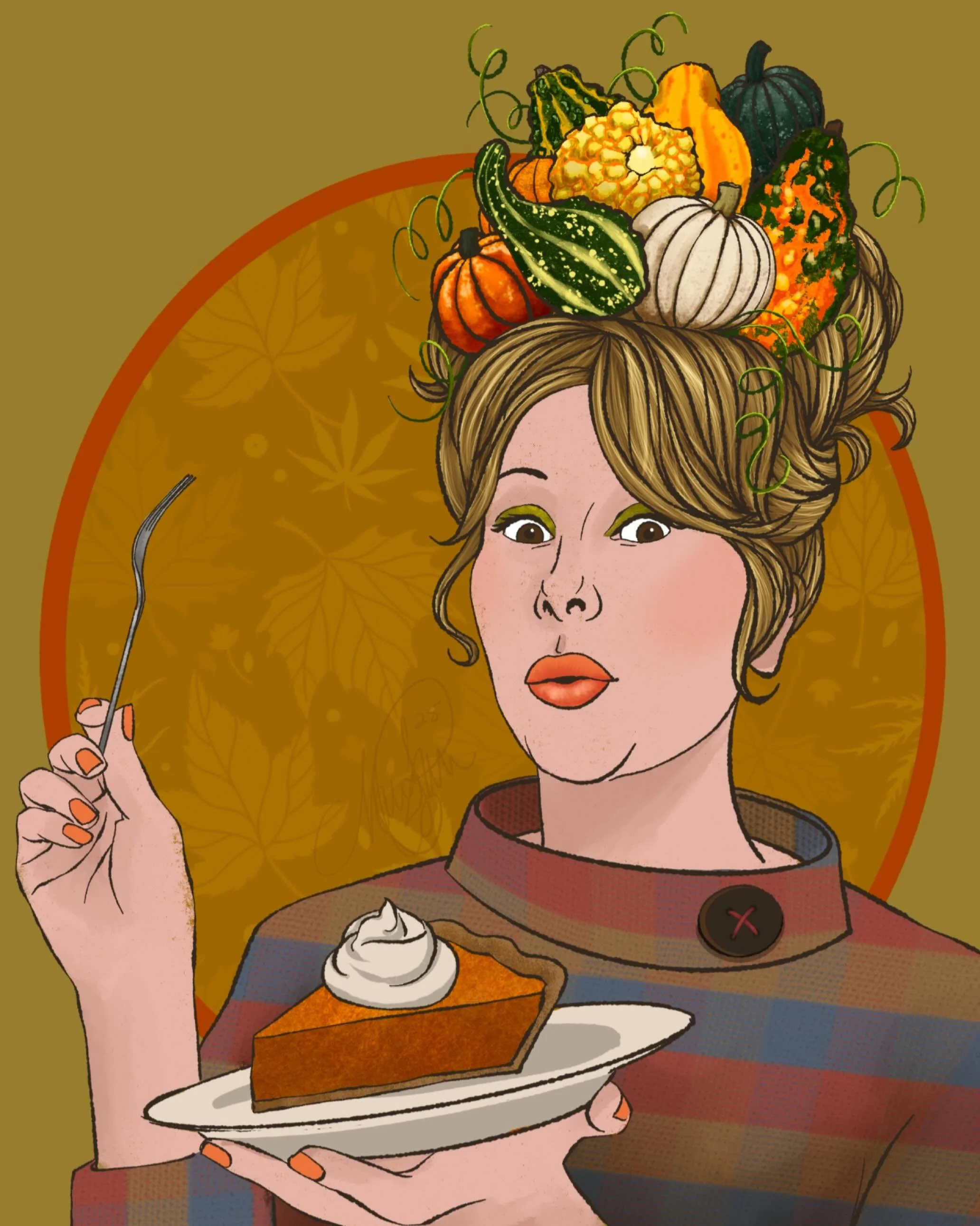 It&rsquo;s Holiday Babe season again! 🍂🍁🦃
.
#seattleartist #pinup #summerbabe #autumn #autumnbabe #procreate #pumpkin #gourdseason #pumpkinspiceseason #pumpkinspiceeverything #pumpkinspice #pumpkinpie