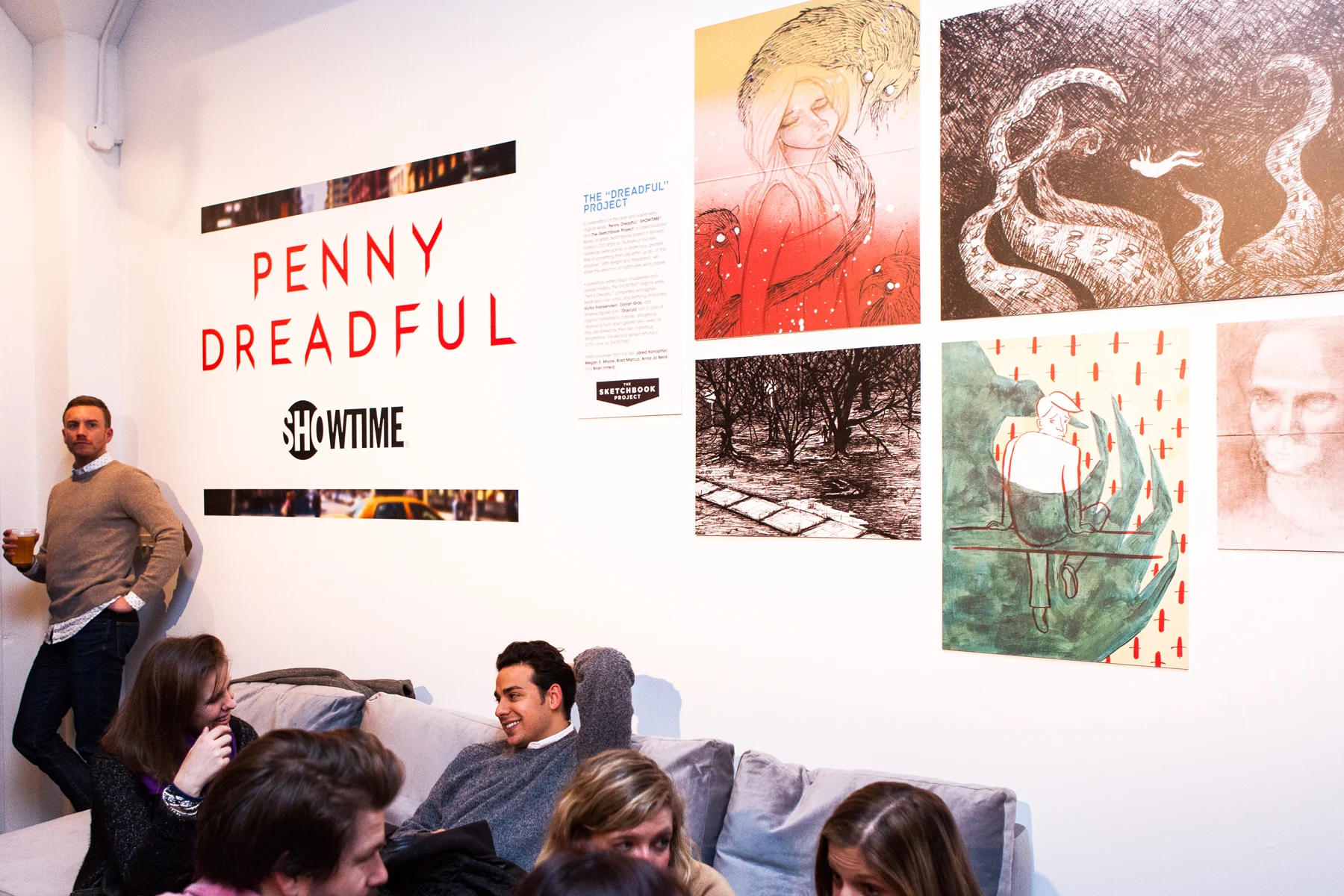  Showtime's "Penny Dreadful" lounge featuring a display of artwork created by  New Yorker  readers.&nbsp; 