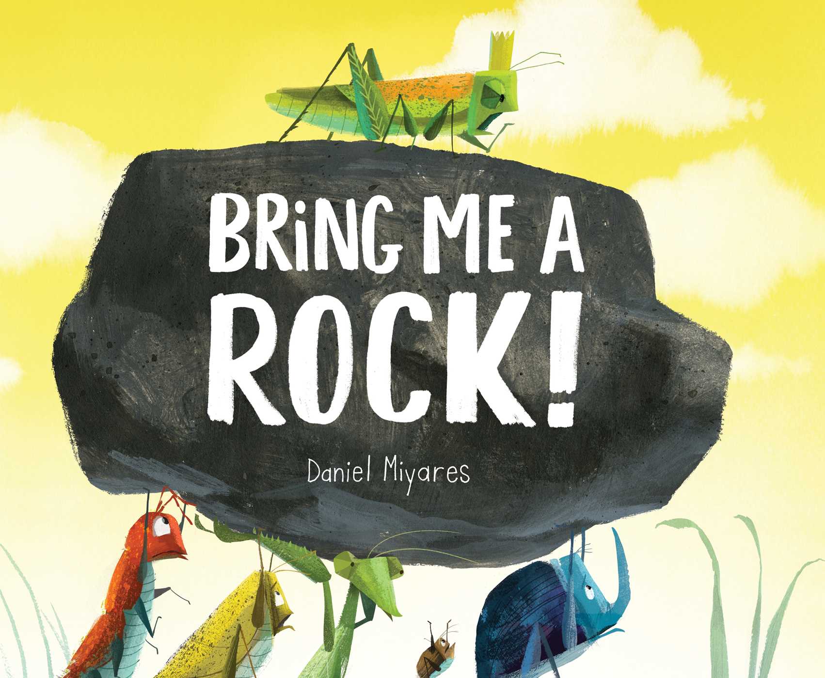 BRING ME A ROCK! by Daniel Miyares, who also wrote and illustrated PARDON ME! and FLOAT. While editorial me objects to exclamation points in book titles, the childish part of me just loves 'em.