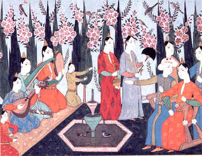  Women of the Harem play the Ottoman çeng; Salastina (?), third from left 