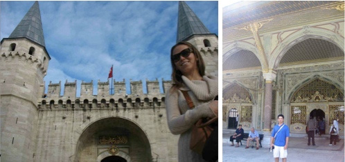  Maia outside Topkapi Palace, where our research was conducted; Kevin on the palace grounds 