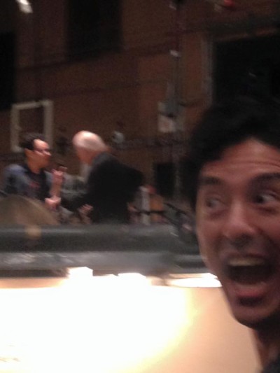 Kevin struggling to contain himself. background: JJ Abrams & williams 