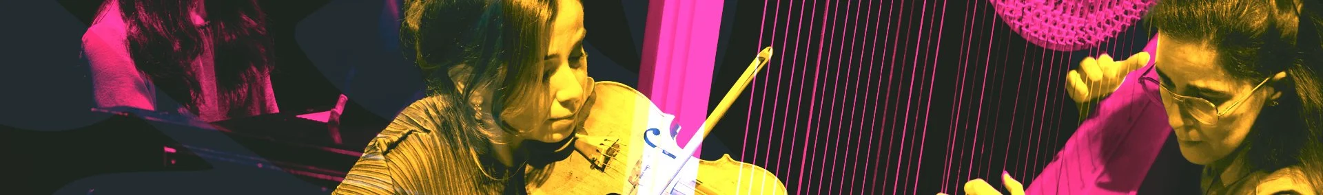 Musicians are playing various instruments with colorful lighting effects.