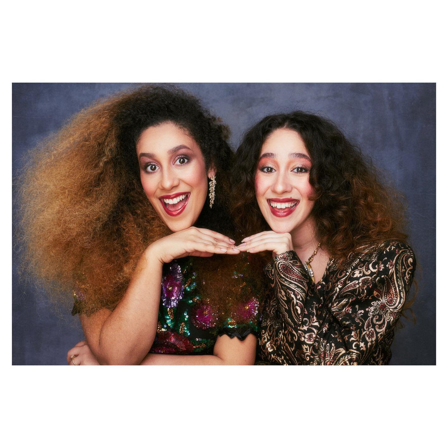 Do yourselves a favor and get a pair of beautiful sisters who are absolutely the funniest people in the world, raid mom&rsquo;s closet to find her gems of sequins dresses from the 90&rsquo;s, do their own hair and makeup to match the glamor shoots we