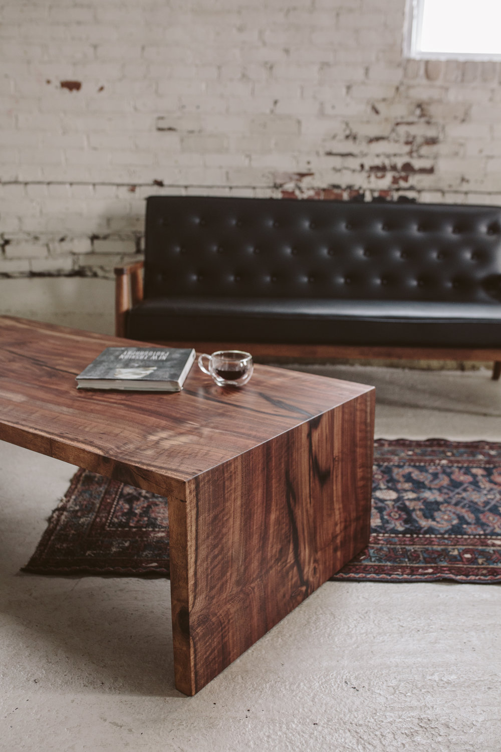 Waterfall Coffee Table Claro Walnut Midcentury Modern Furniture Stockton Heritage