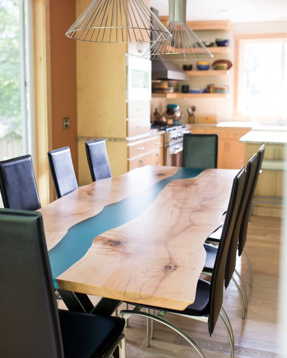 Live Edge River Tables Resin, Live Edge Dining Table And Chairs