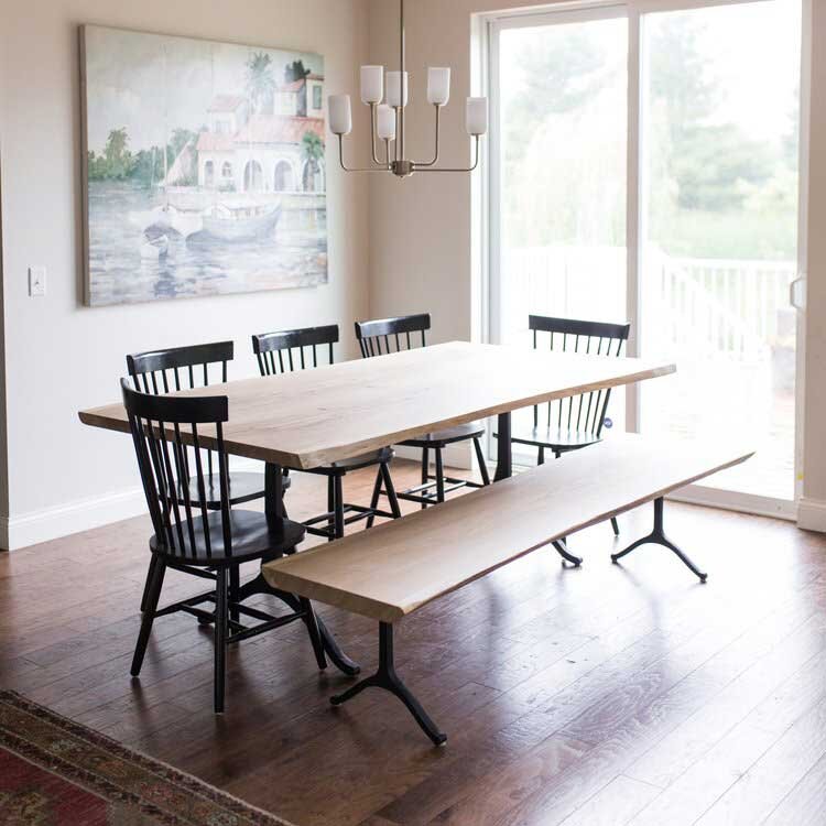White Oak Dining Table On Steel, White And Oak Dining Room Table