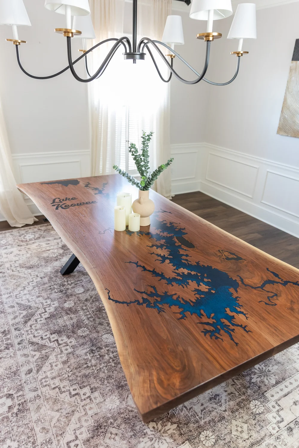 Custom Live Edge Table with Personalized Epoxy Design