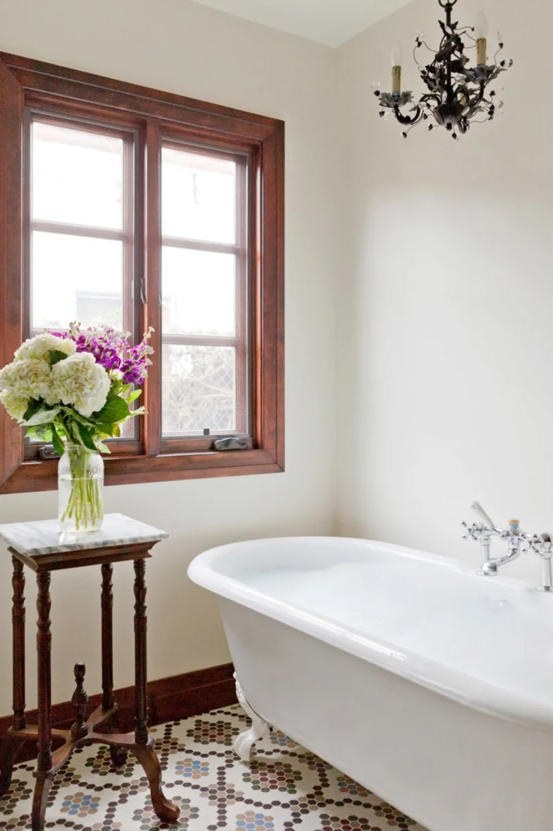 No detail was spared in the reproduction cast iron tub Katherine Carter used in this Los Angeles master bathroom.Photo: Amy Bartlam