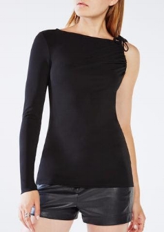 BCBG: The bonus is you can wear a bra with this! I'm always looking for black tops that have an edge.