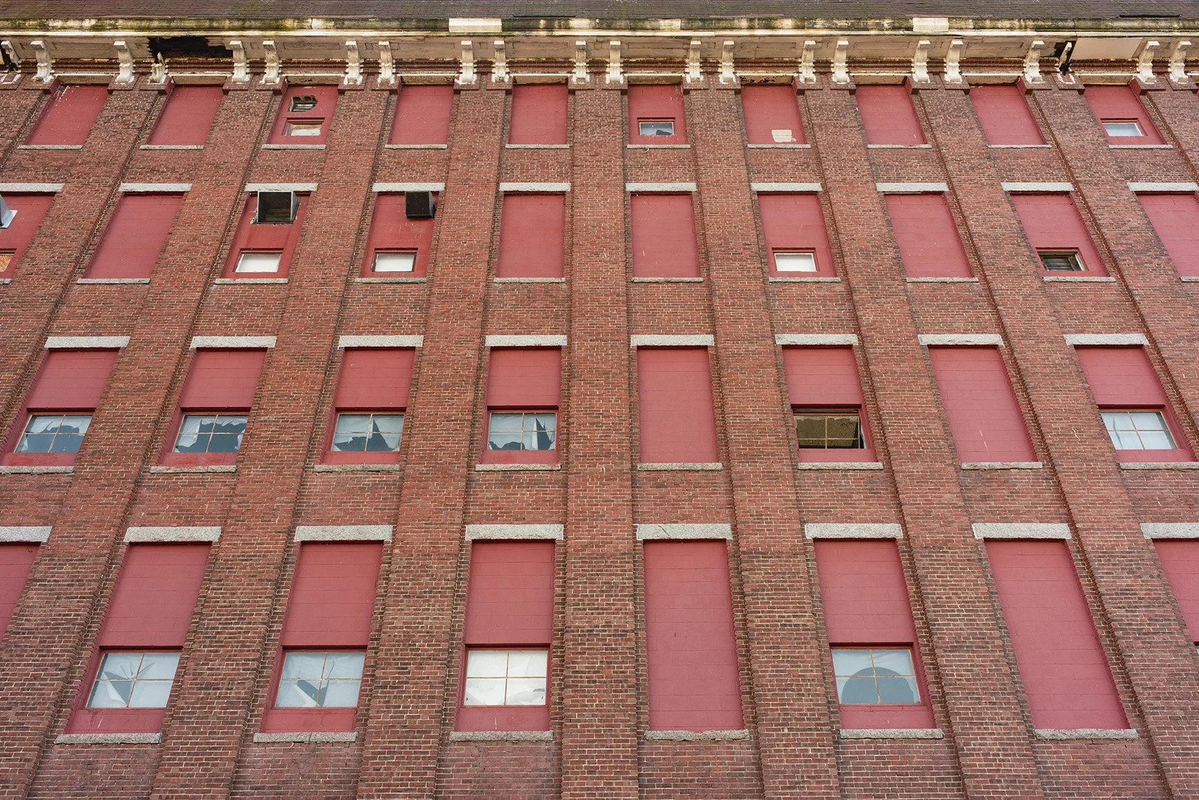  Kevin LeDuc   Porter Mill, c. 1858,   Lewiston, Androscoggin County, Maine, From  Echoes, Still  (2024–2027) —  Facades Portfolio , Pigment print, 30 × 45 inches, price $0.00  