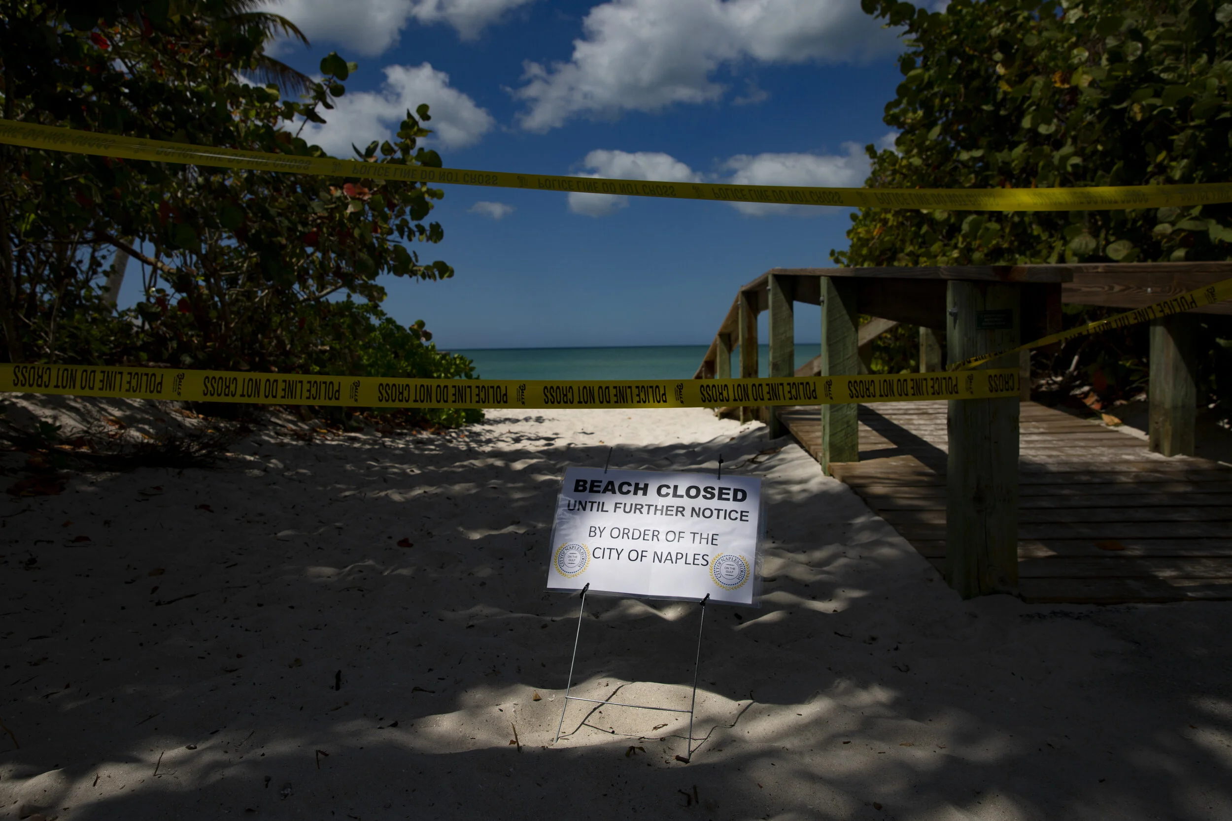  The city of Naples closed beaches to the public due to COVID-19 concerns starting, Thursday, March 19, 2020, at 32nd Avenue South in Naples. 