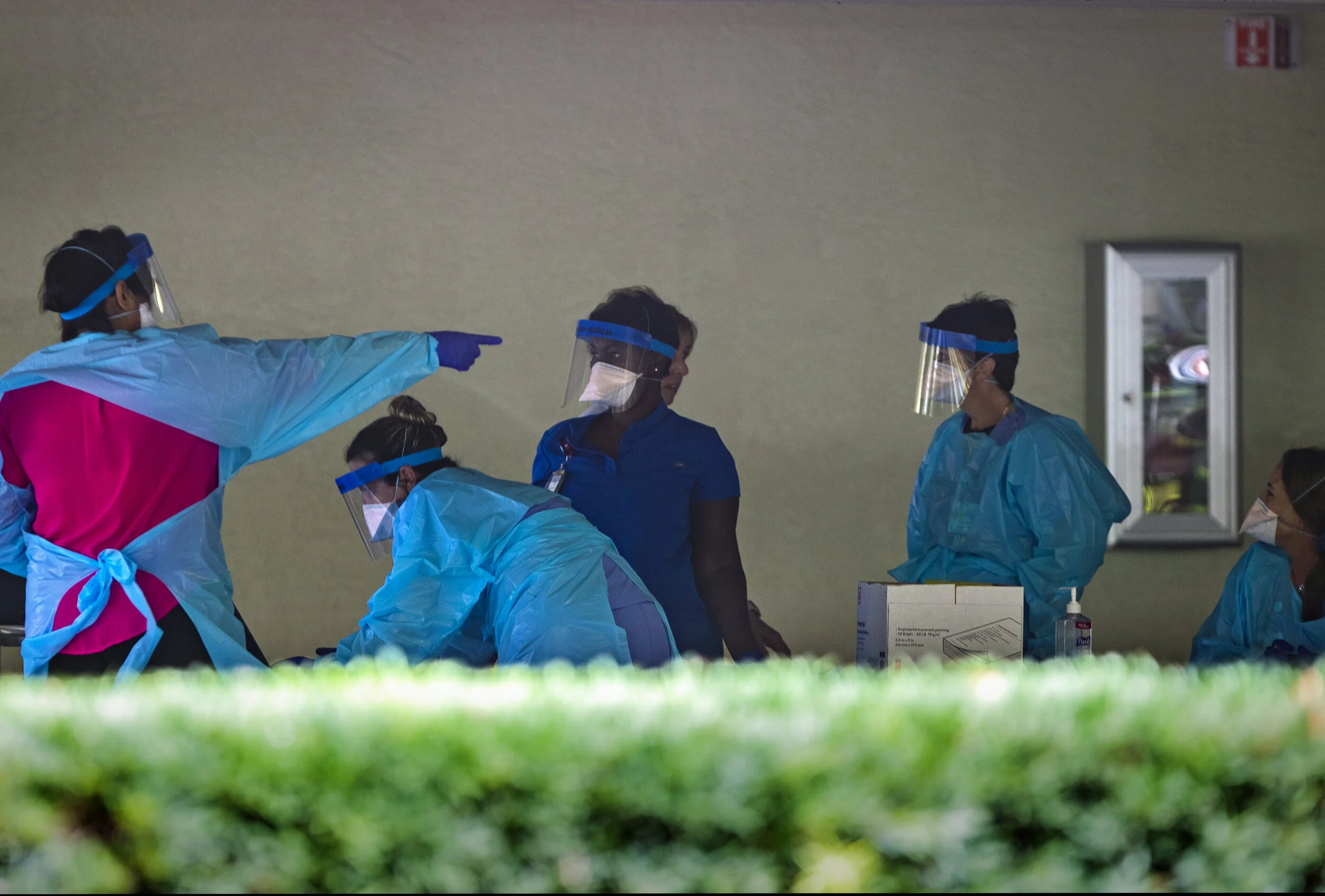  NCH Baker Hospital staff prepare for the first day of  COVID-19 testing, Monday, March 16, 2020.,  at NCH Baker Hospital in Naples. 