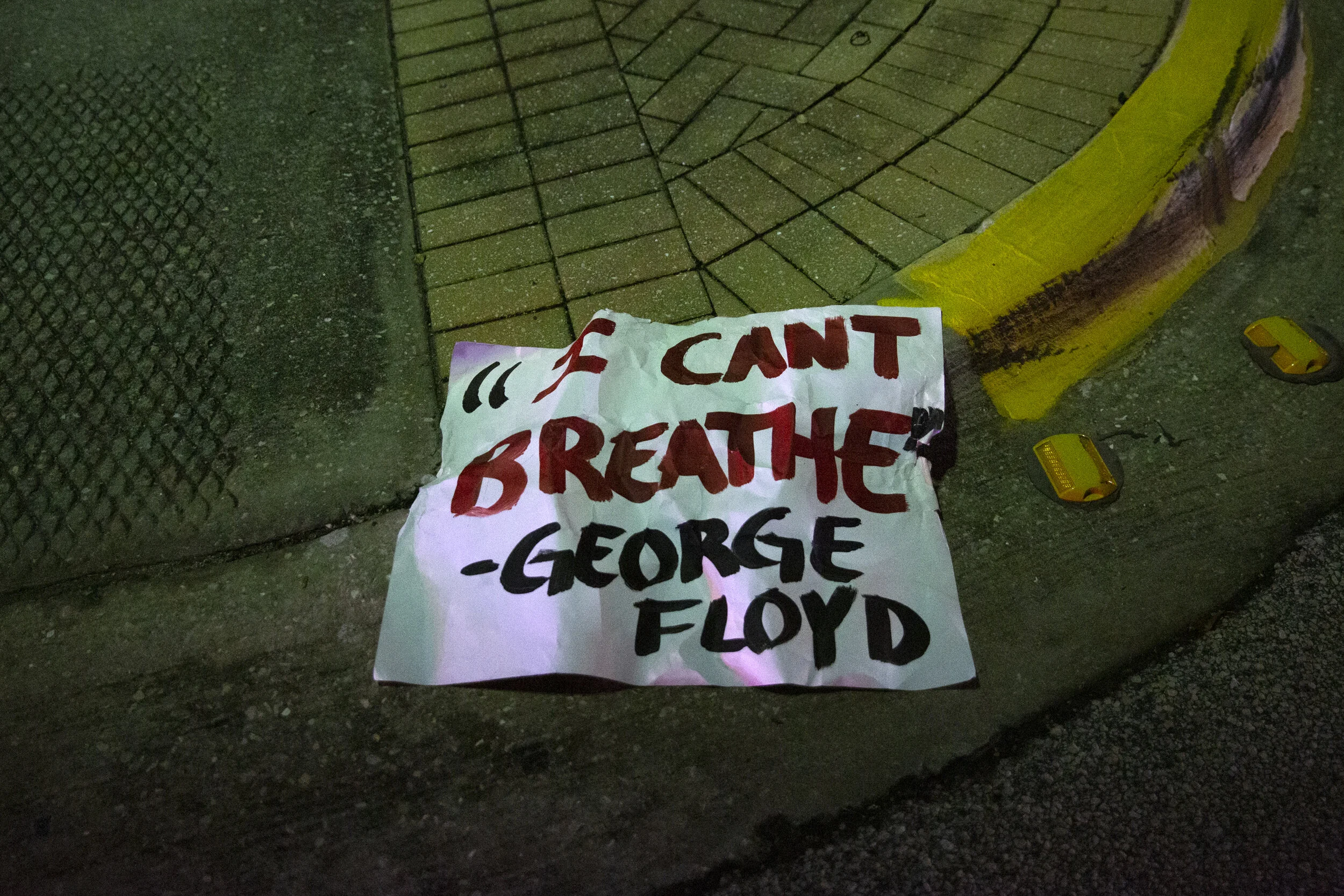  A discarded sign lies in the middle of U.S. 41 and Davis Boulevard as demonstrators conclude their protests Monday, June 1, 2020, evening n East Naples. 