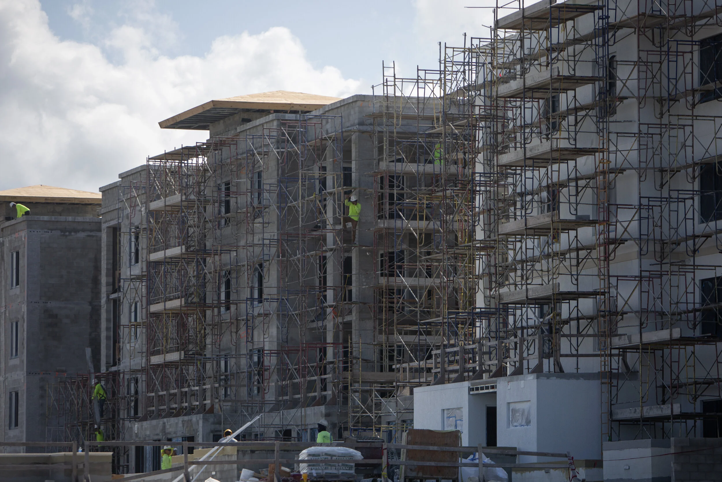  Construction continues on a high-rise luxury apartment complex, Monday, Oct. 21, 2019, in River Park community. 