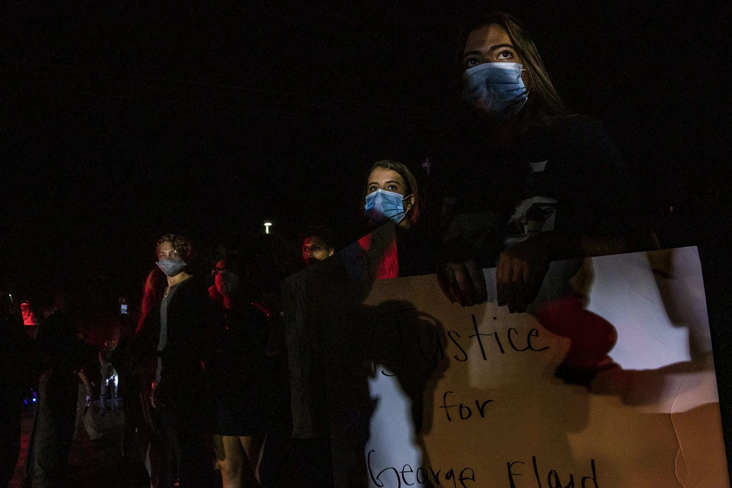 Protestors stand in front of deputies with the Collier County Sheriff's Office on U.S. 41 in East Naples on Monday, June 1, 2020,