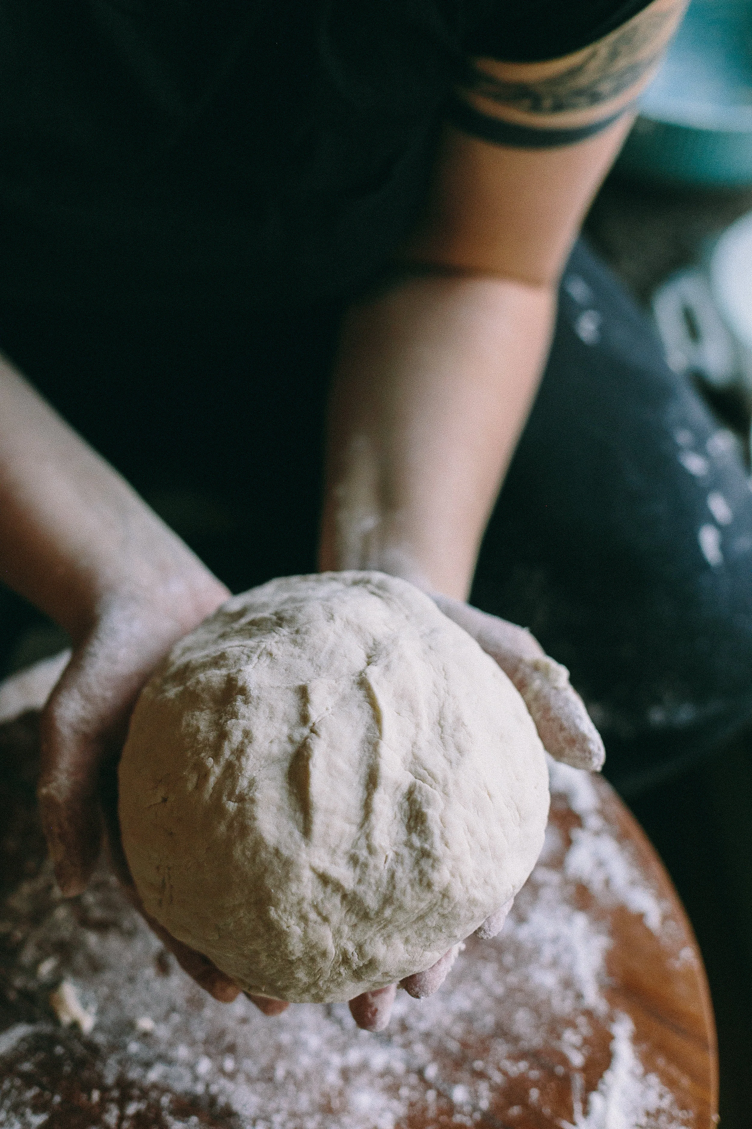“12. The finished ball! This little guy goes in an oiled bowl to rise for three to six hours, at which point it gets shaped into loaves.”