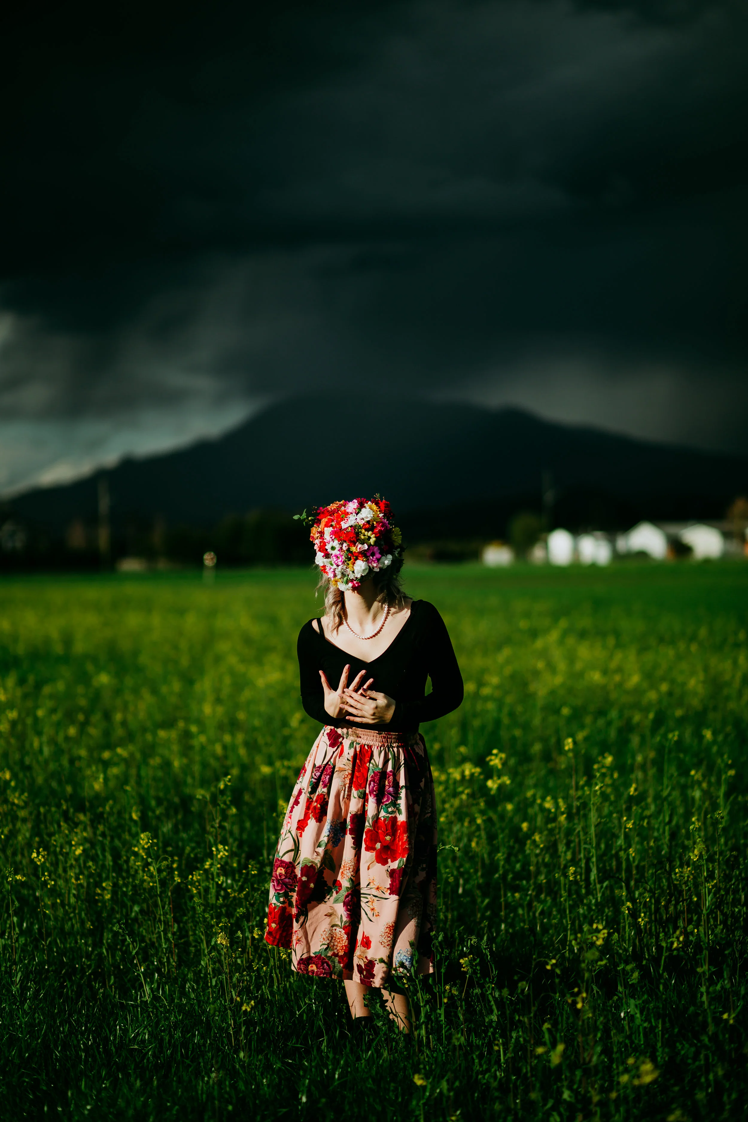 Model: Ashley Elizabeth MUA: Ashley Paints Faces Floral Face Mask: Shiverz Designs