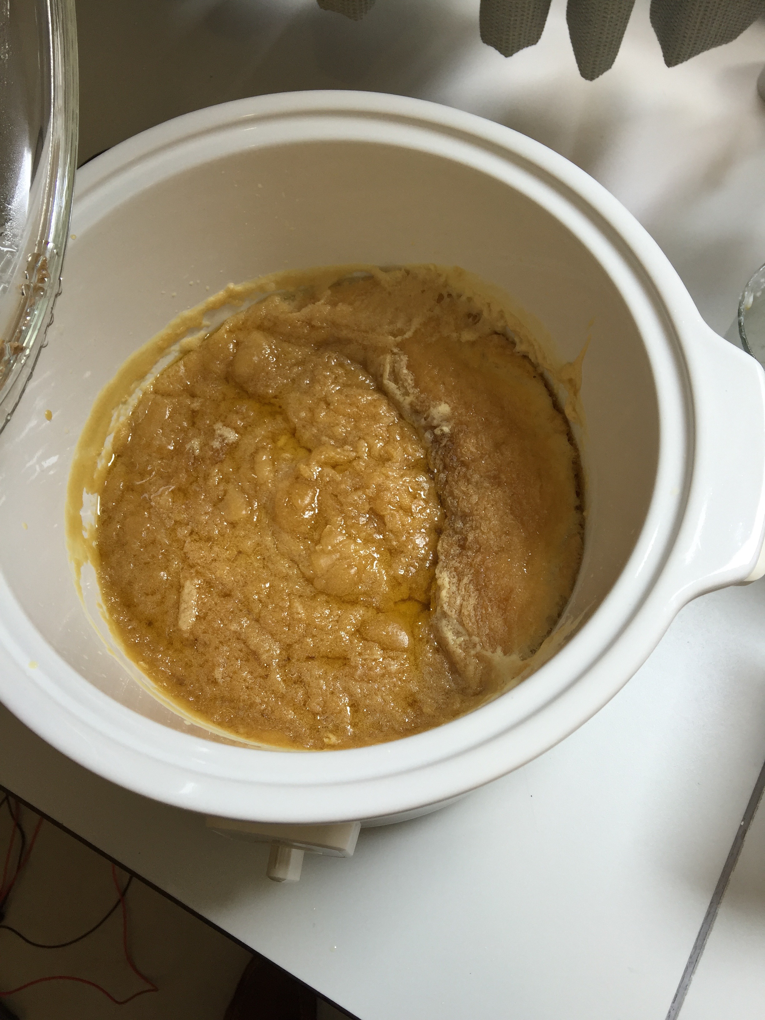 During this time the soap will bubble and take on a strange texture. I have added essential oils at this stage only to have most of it burn off and evaporate. I would suggest adding them after the cooking is complete to lock in that desired aroma. 