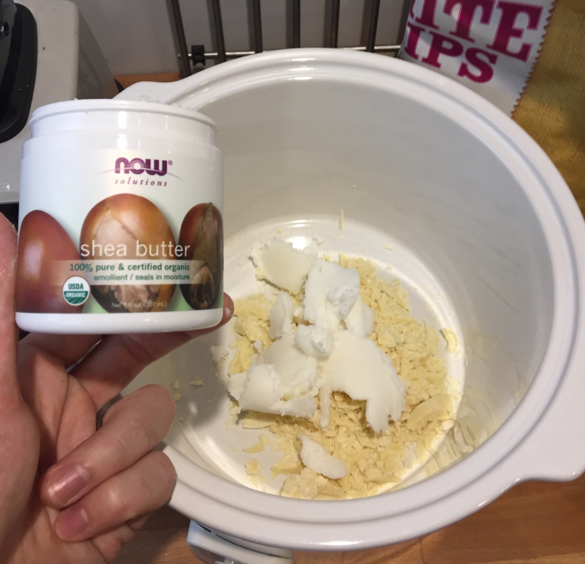 Next, add the 3 oz of Shea Butter. Also available at A&M in Central.