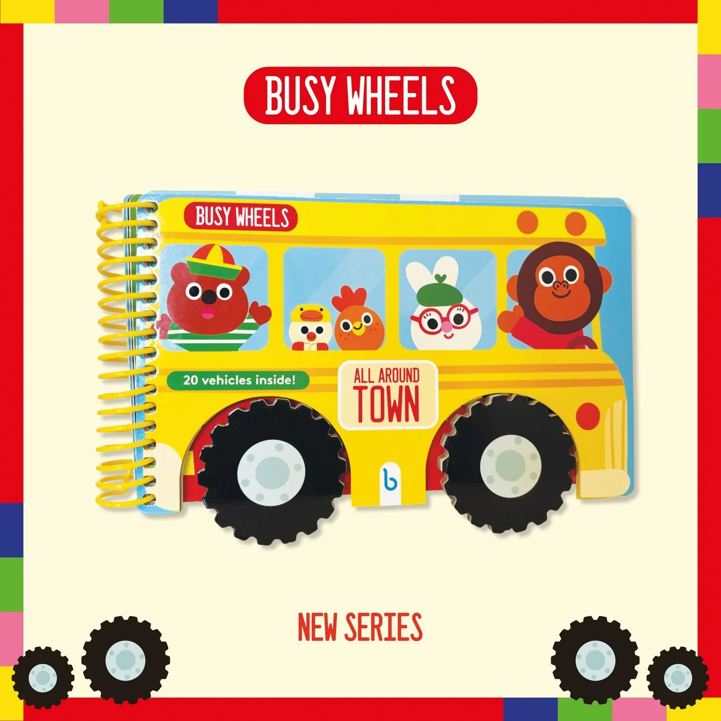 Take a look at our fun new series BUSY WHEELS for the upcoming Frankfurt book fair 🛞

This unique book features 4 spinning wheels and 20 different vehicles to discover.

Flip each page to be the front of the book and zoom off into the distance! Thes